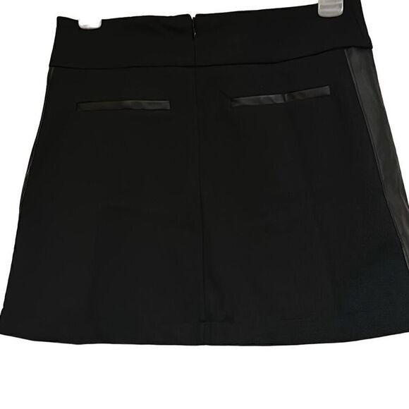 "NEW" Poof Apparel Ladies Small Black Faux Leather Trim Mini Skirt - Picture 12 of 15